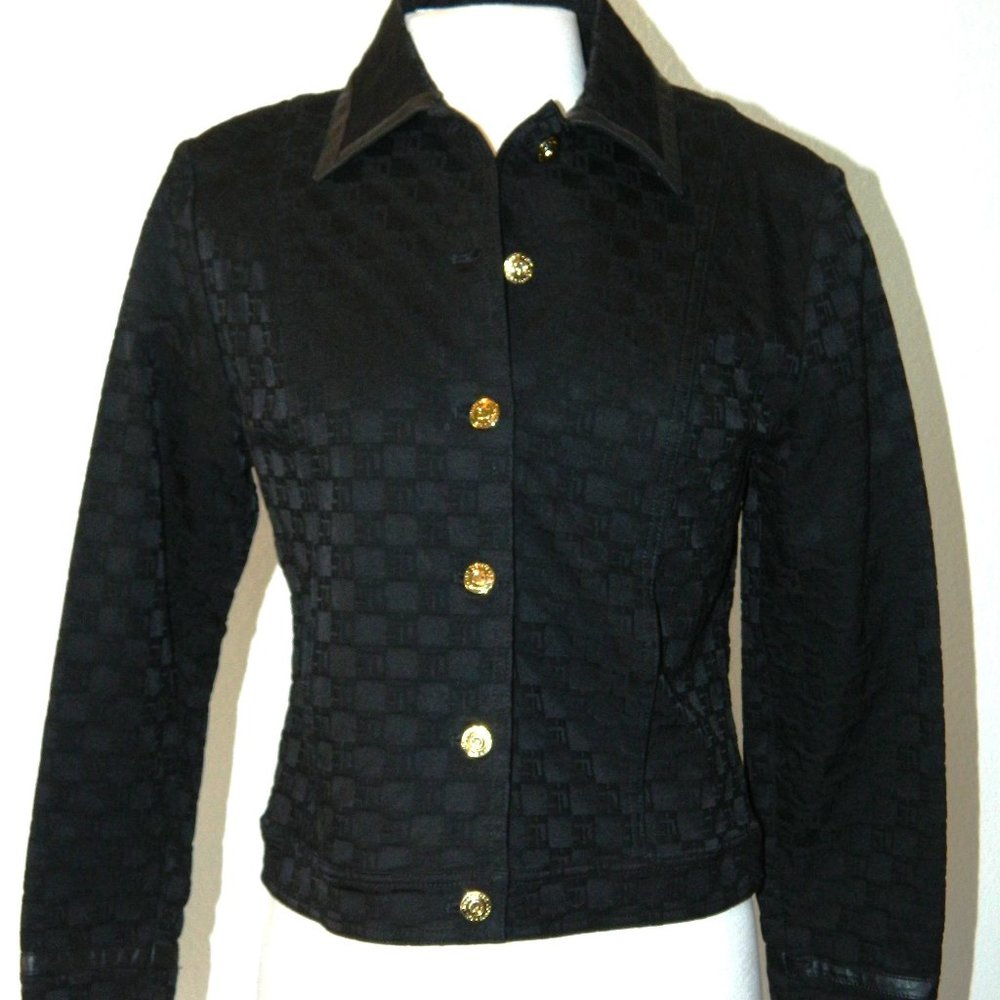 St John Sport Logo Textured Denim Jacket